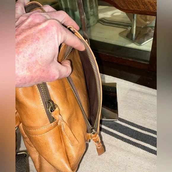 NWOT Bed Stu Leather Beau Unisex Backpack Sling Bag Tan Rustic MSRP $260 - Picture 9 of 12